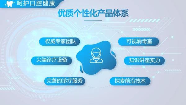 蓝色牙科口腔工作总结动态PPT模板