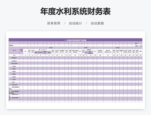 年度水利系统财务表