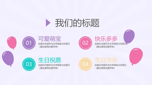 紫色生日快乐电子相册动态PPT模板
