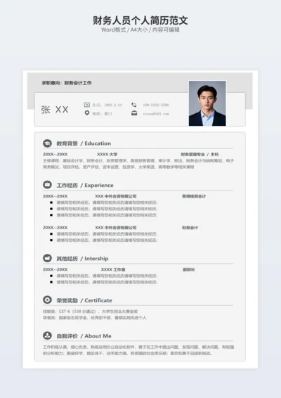 财务人员个人简历范文
