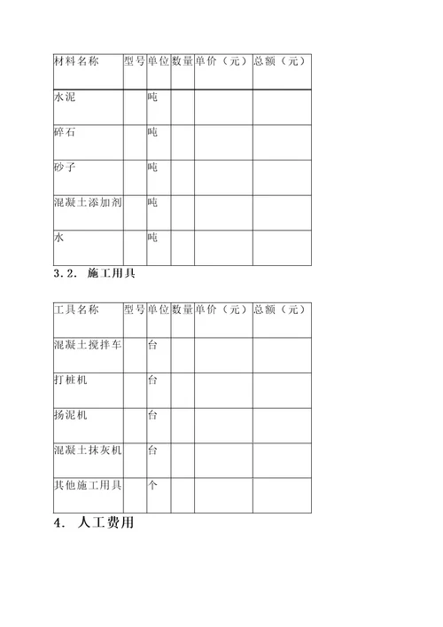 混泥土加工竞标报价单