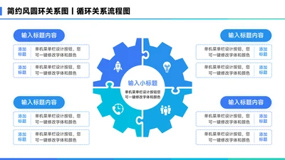 蓝色简约风4项并列关系图PPT