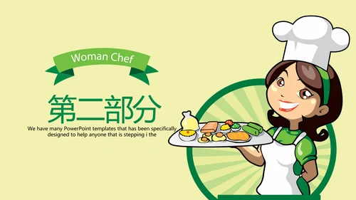 创意餐厅服务员ppt动态模板D