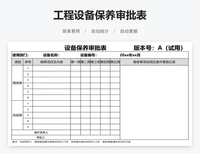 工程设备保养审批表