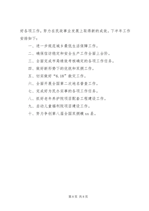 乡镇民政局上半年工作总结及下半年工作计划.docx