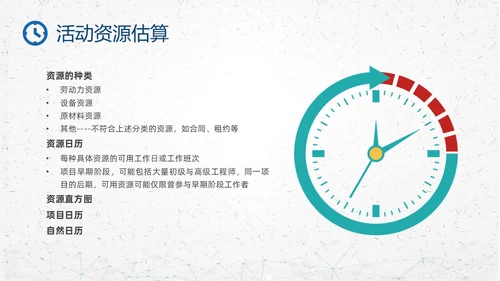 蓝色简约钟表项目时间管理PPT课件pmp项目管理（补充）