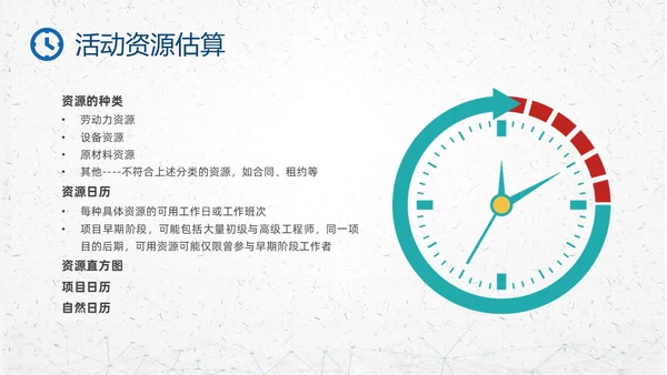 蓝色简约钟表项目时间管理PPT课件pmp项目管理（补充）