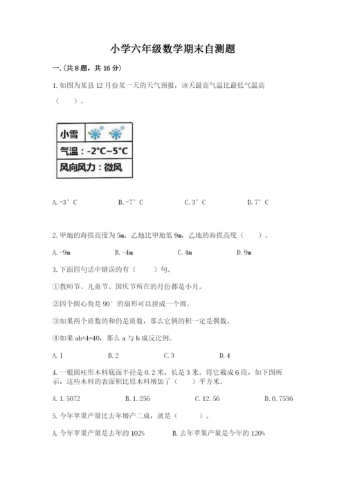 小学六年级数学期末自测题及完整答案【名校卷】.docx