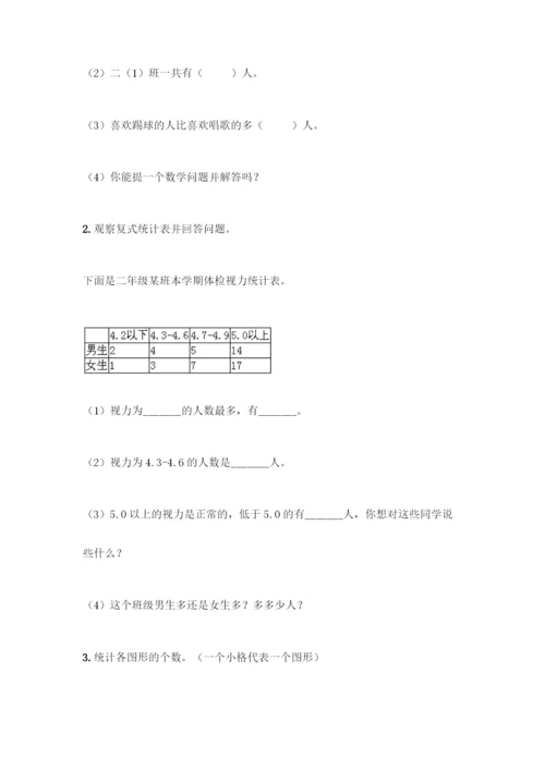 人教版二年级下册数学第一单元-数据收集整理-测试卷带答案【综合题】.docx