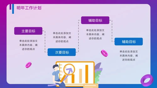 紫色渐变为梦想不止步年终工作总结PPT模板