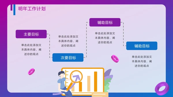 紫色渐变为梦想不止步年终工作总结PPT模板