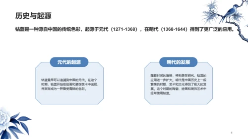 白色国风中国传统配色钴蓝介绍PPT模板