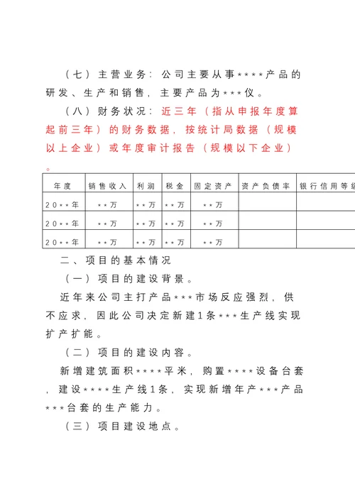 各类专项资金项目资金申请报告模板(2017年12月)