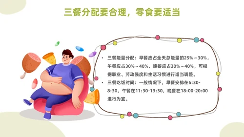 绿色简约插画饮食与健康主题PPT模板健康饮食
