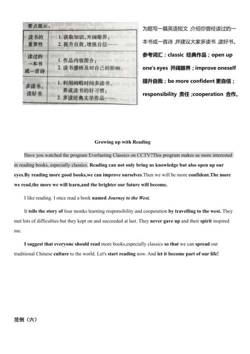 人教版新目标八年级下册期末复习--作文板块（含范文）