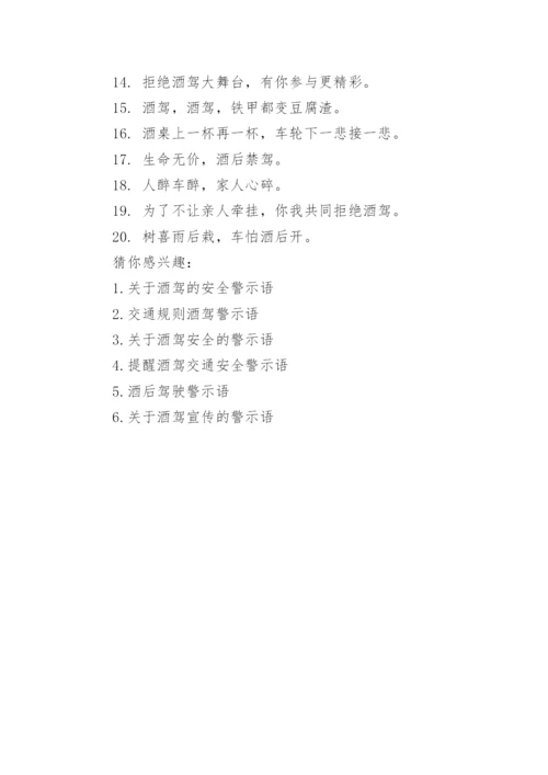 酒驾警示语大全.docx