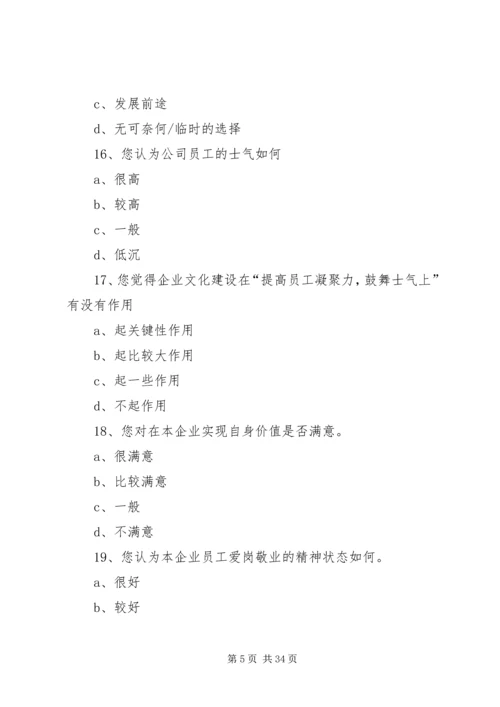 公司企业文化建设内部调查问卷.docx