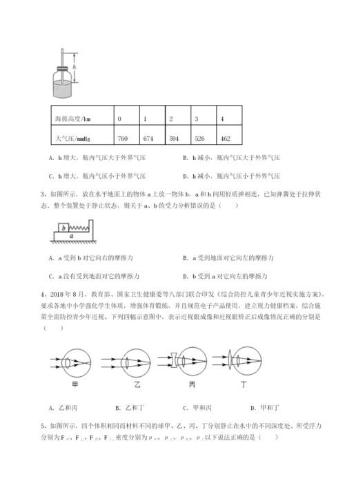 小卷练透湖南长沙市实验中学物理八年级下册期末考试专项攻克试题（解析版）.docx