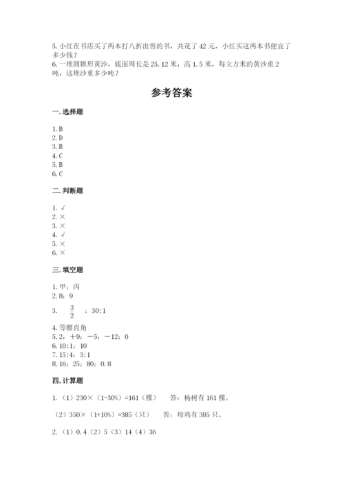 邵阳县六年级下册数学期末测试卷精品有答案.docx