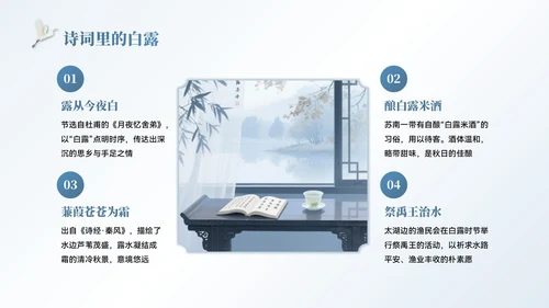 蓝色中国风白露节气主题班会PPT模板