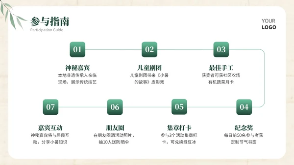 浅棕色中国风小暑社区活动PPT模板