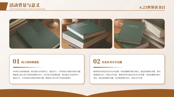 深色简约世界读书日活动策划方案PPT模板