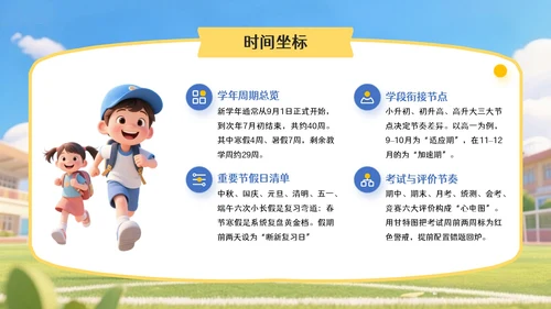 蓝黄色3D风开学季,新学年规划PPT模版