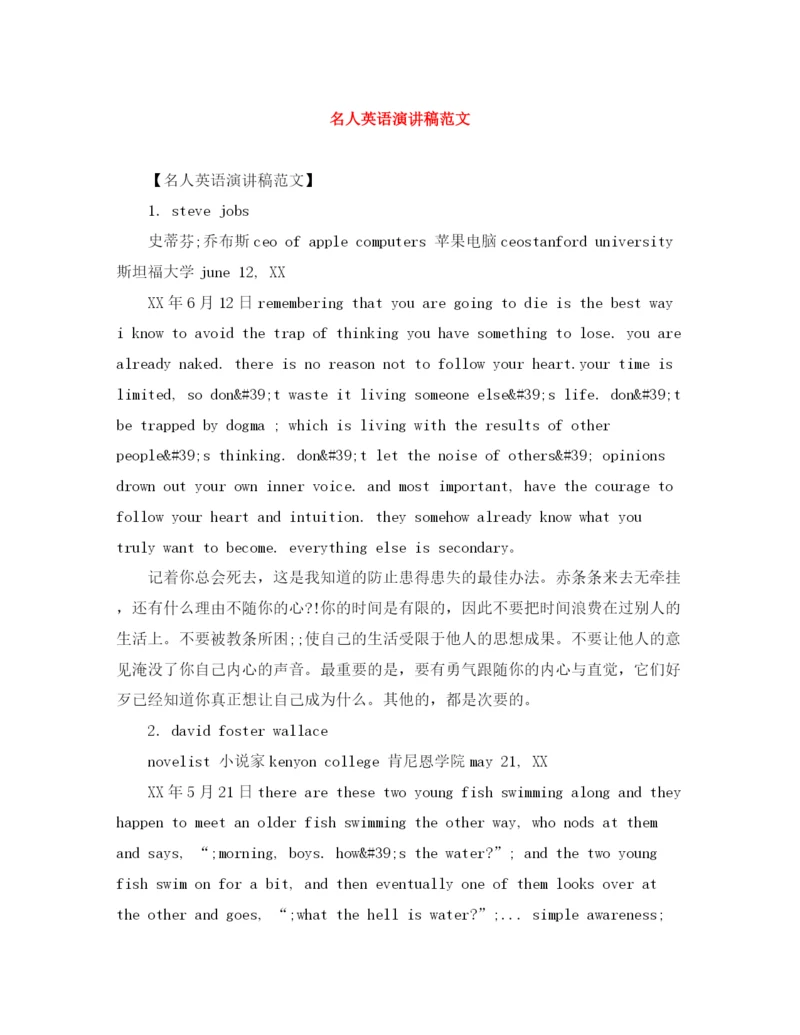 精编之名人英语演讲稿范文.docx