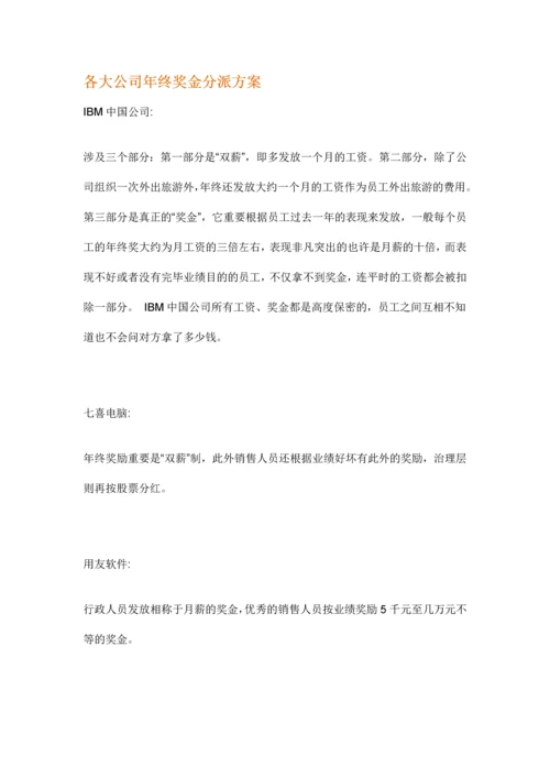 各知名公司年终奖金分配方案.docx