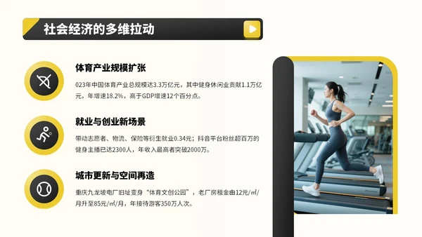 黑黄色商务风全民健身宣传PPT