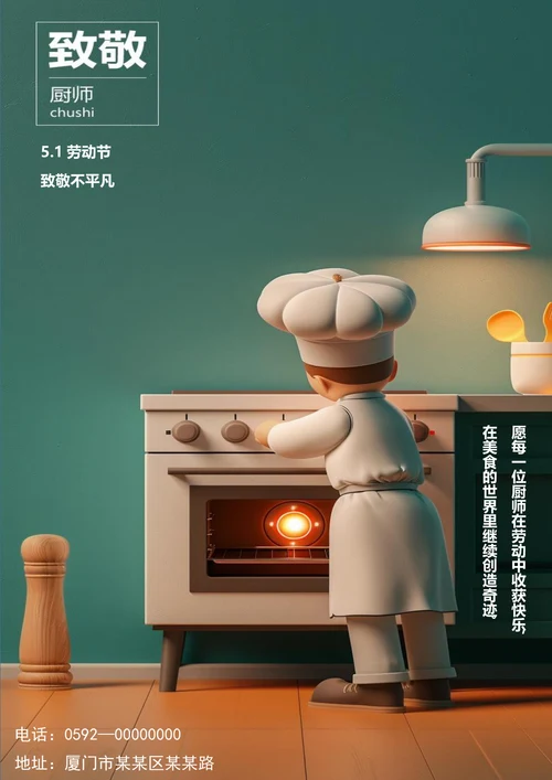 致敬厨师劳动节海报