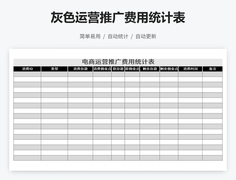 灰色运营推广费用统计表