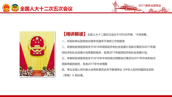 党政大气关注民生聚焦两会党课培训PPT