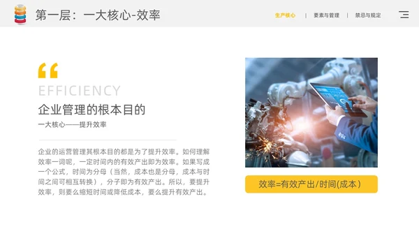 黄色简约风精益生产九层灯塔核心要领通用商务知识培训PPT