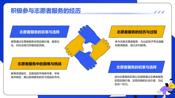 蓝色插画风大学生求职简历PPT模板