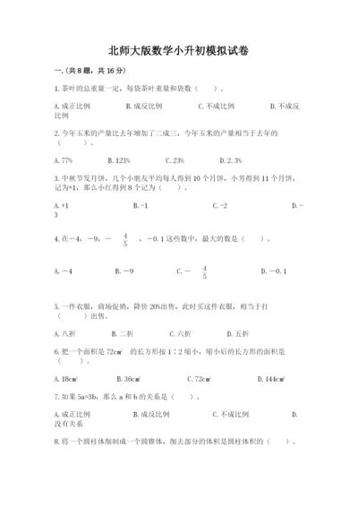 北师大版数学小升初模拟试卷精品【典优】.docx