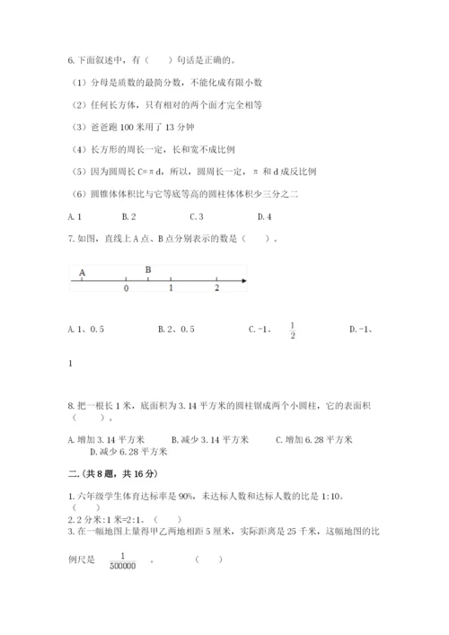 人教版六年级数学小升初试卷带答案（达标题）.docx