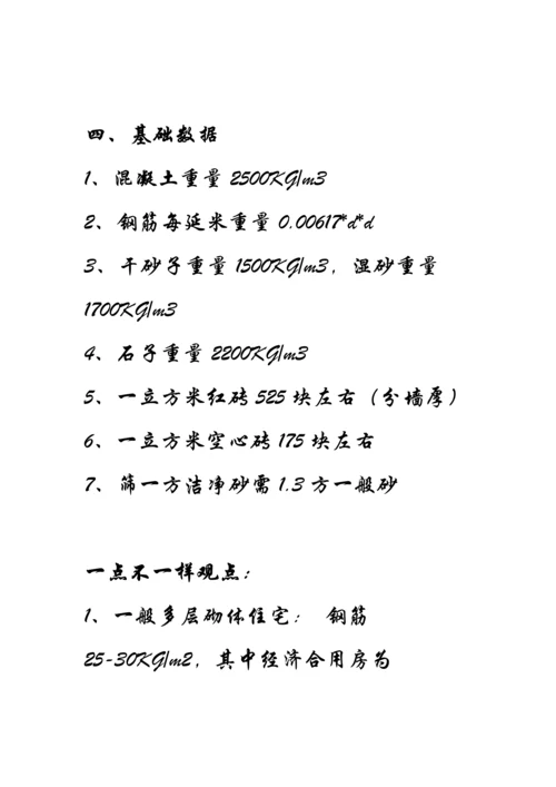 一个土建工程师应掌握的数据.docx