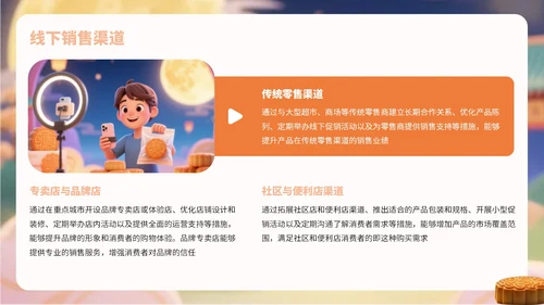 橙黄色卡通风中秋节月饼营销宣传PPT