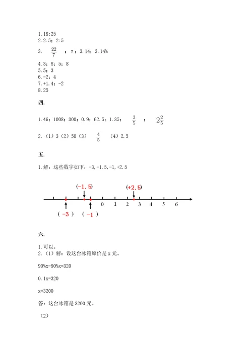 小学六年级数学摸底考试题附答案综合题