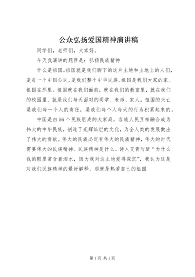 公众弘扬爱国精神演讲稿.docx