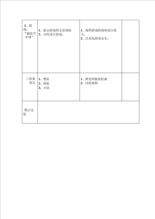 六年级第二学期体育教案