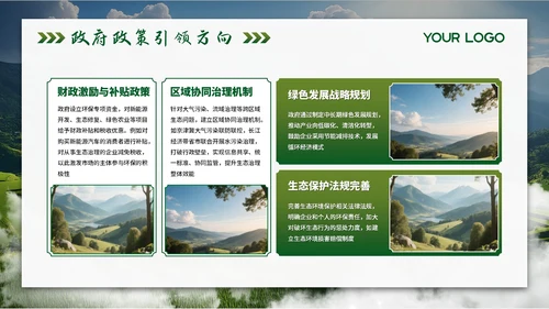 绿色环境保护简约大气主题PPT模板
