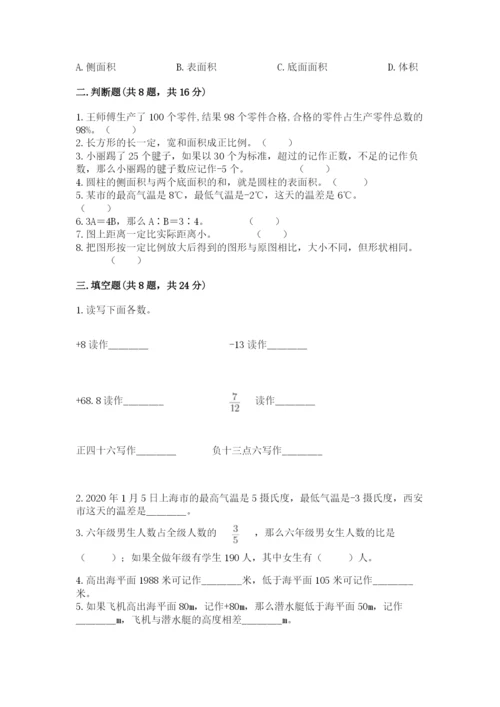 北京版小学六年级下册数学期末综合素养测试卷含完整答案【典优】.docx