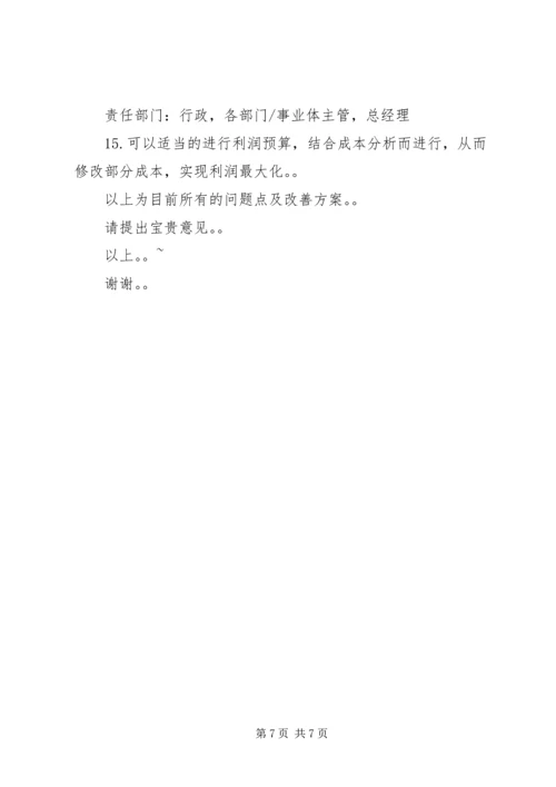 关于公司各部门问题点及改善建议 (2).docx