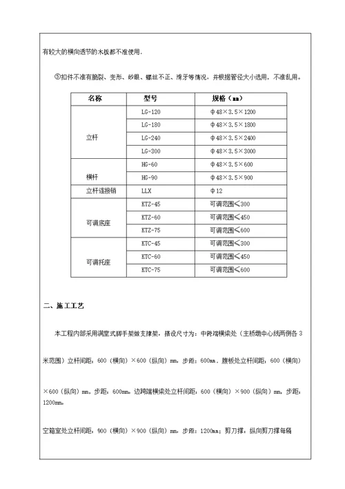 支架搭设技术交底