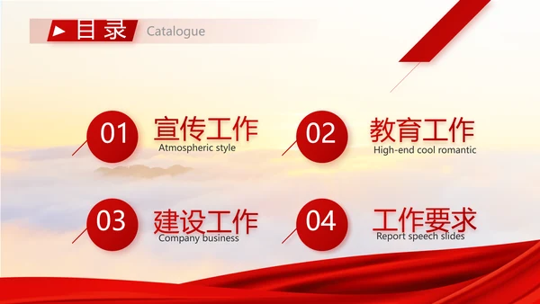 红色大气党建廉政述职报告动态PPT