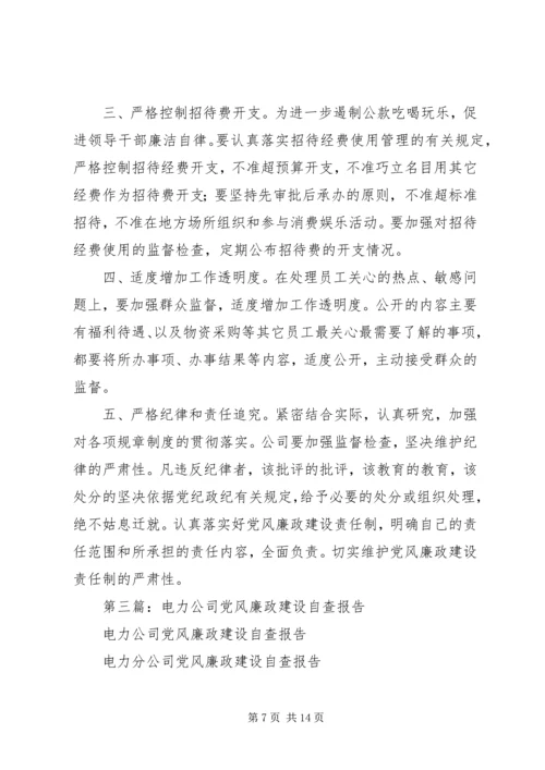 第一篇：电力公司党风廉政建设自查报告.docx