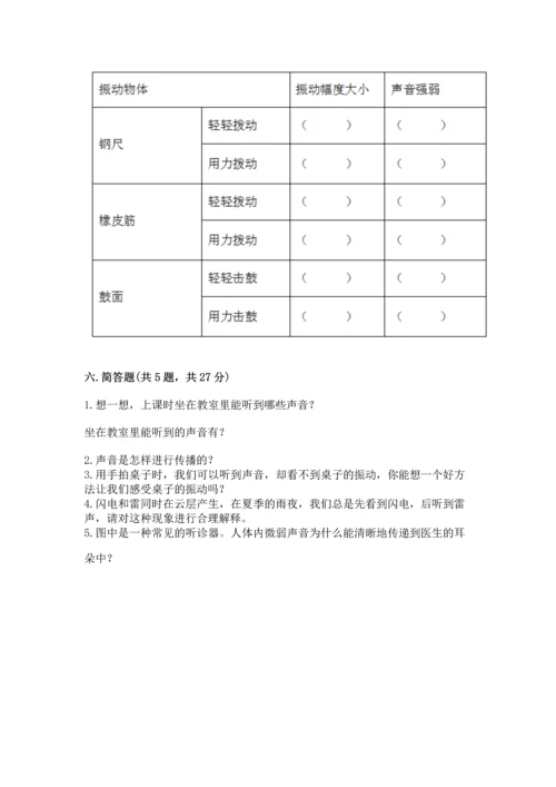 教科版科学四年级上册第一单元声音测试卷精品（考试直接用）.docx