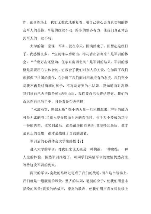 军训后的心得体会大学生感悟范文5篇.docx